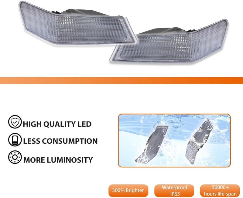 ADIIL Front Parking Light Turn Signal Directional Lamp Kit For 07-17 Jeep Patriot,Clear Lens Driver Left+Passenger Right - Image 2